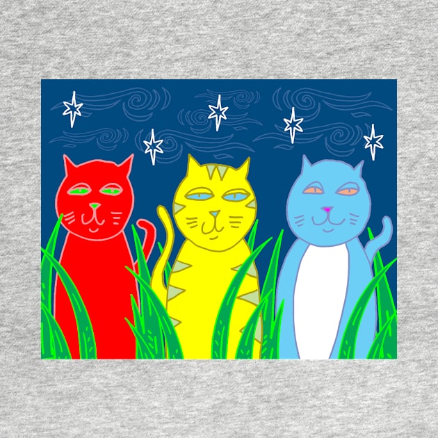 Three Cats in the Night by funkyfolkart